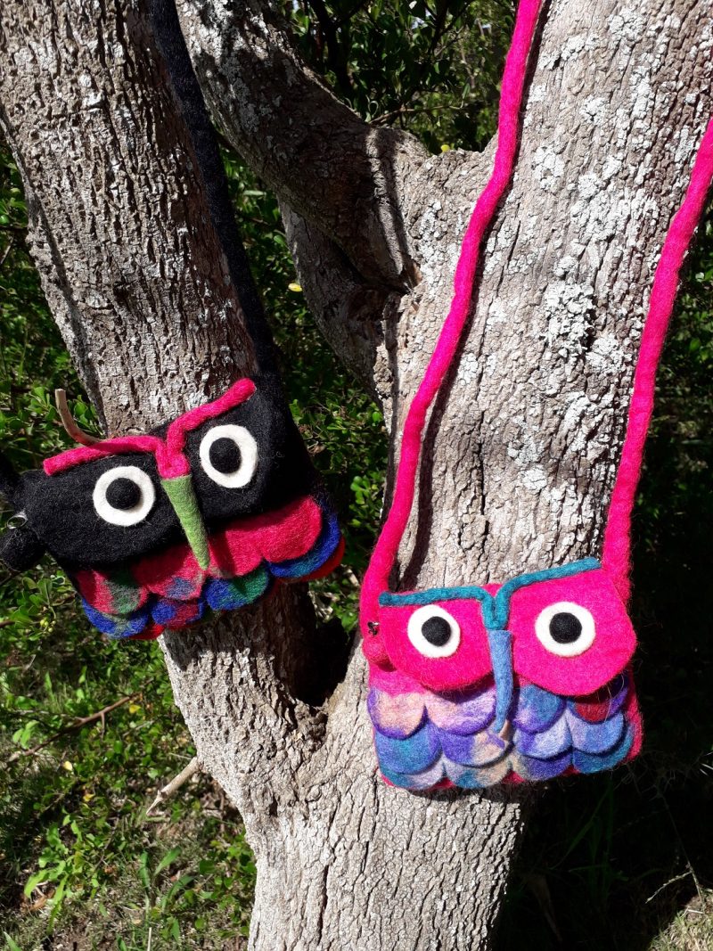 pink felt owl handbag for children