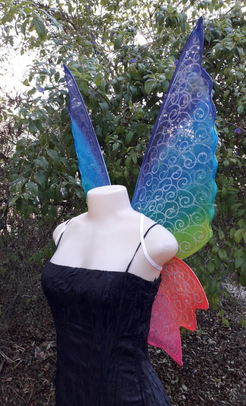 large rainbow fairy wings from the front