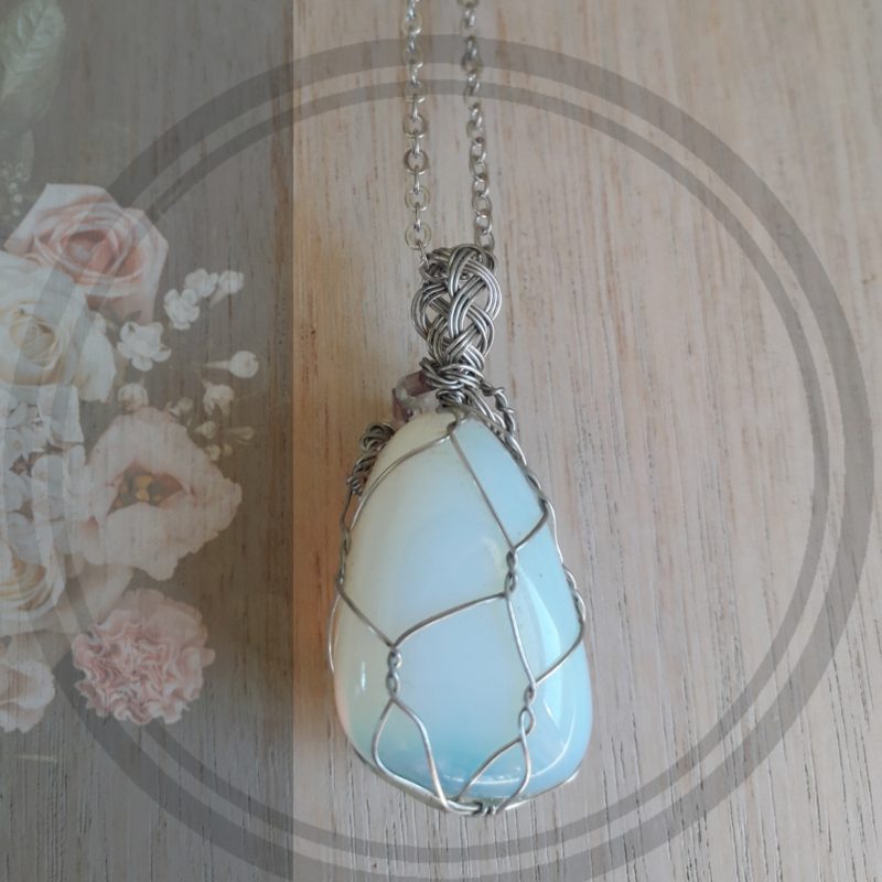 Opalite wire wrapped pendant jewellery